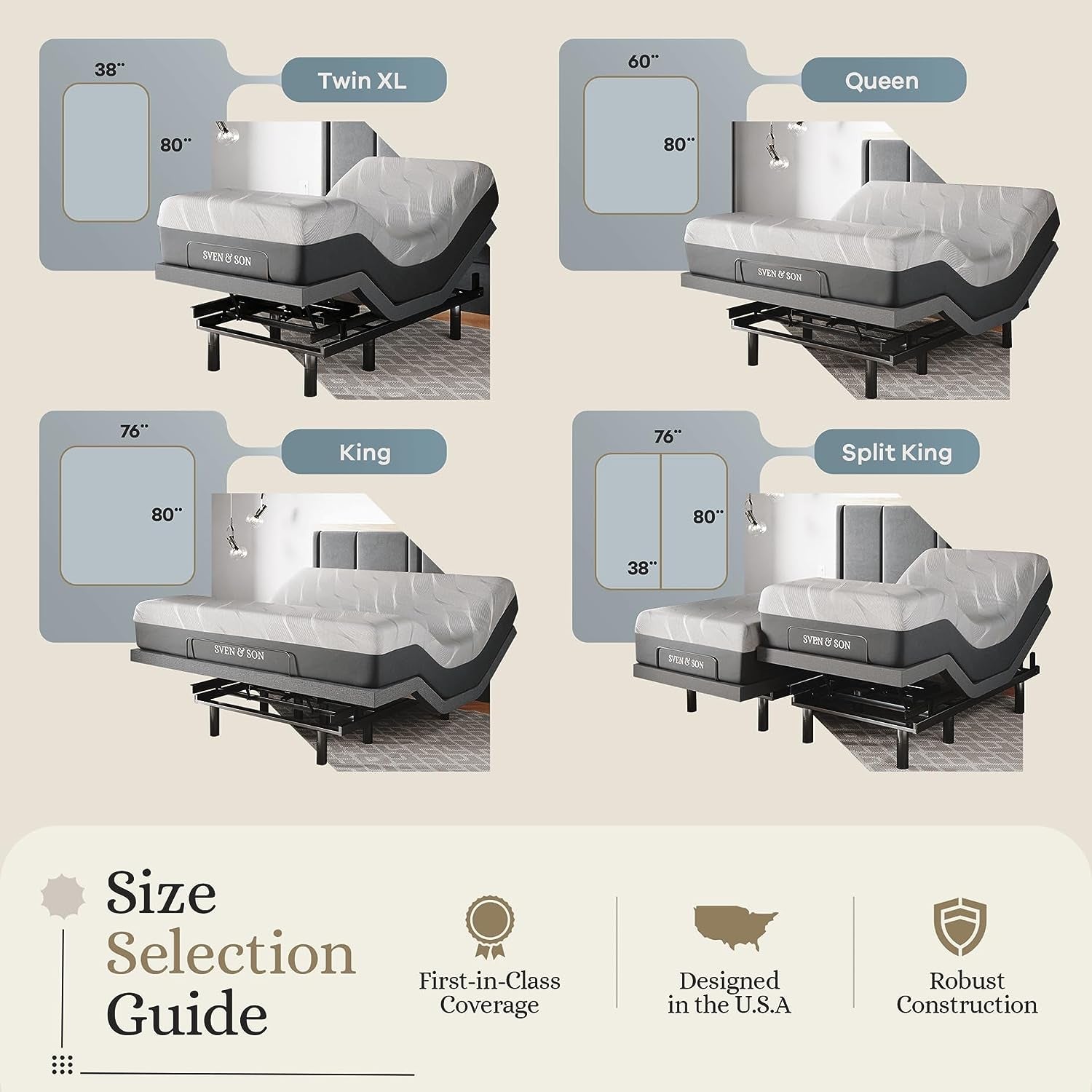 Classic Adjustable Bed Base (Frame) + 14 Inch Hybrid Spring Matt (Medium Soft), Head and Foot Lift, Massage, Under-Bed Lights, USB, Memory Positions, Zero Gravity, Wireless Remote - King