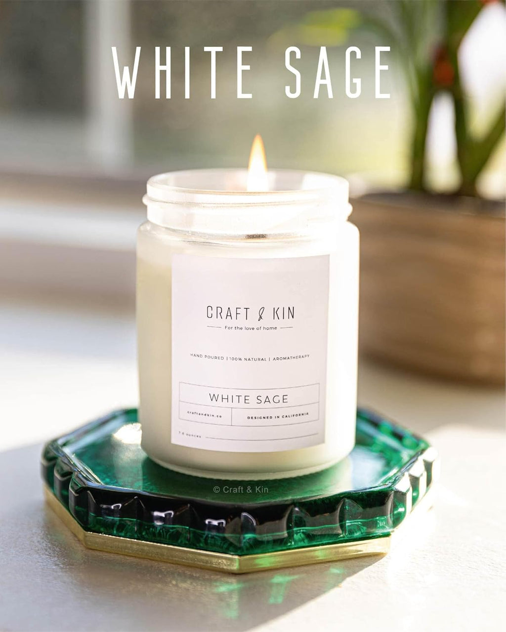 White Sage Candles | Sage Candles for Cleansing House | Fall Candle, Wood Wicked Candles | 8 Oz 45 Hour Burn, Scented Candles for Home Scented Candle Sage, Soy Candles, Christmas Candles Scented