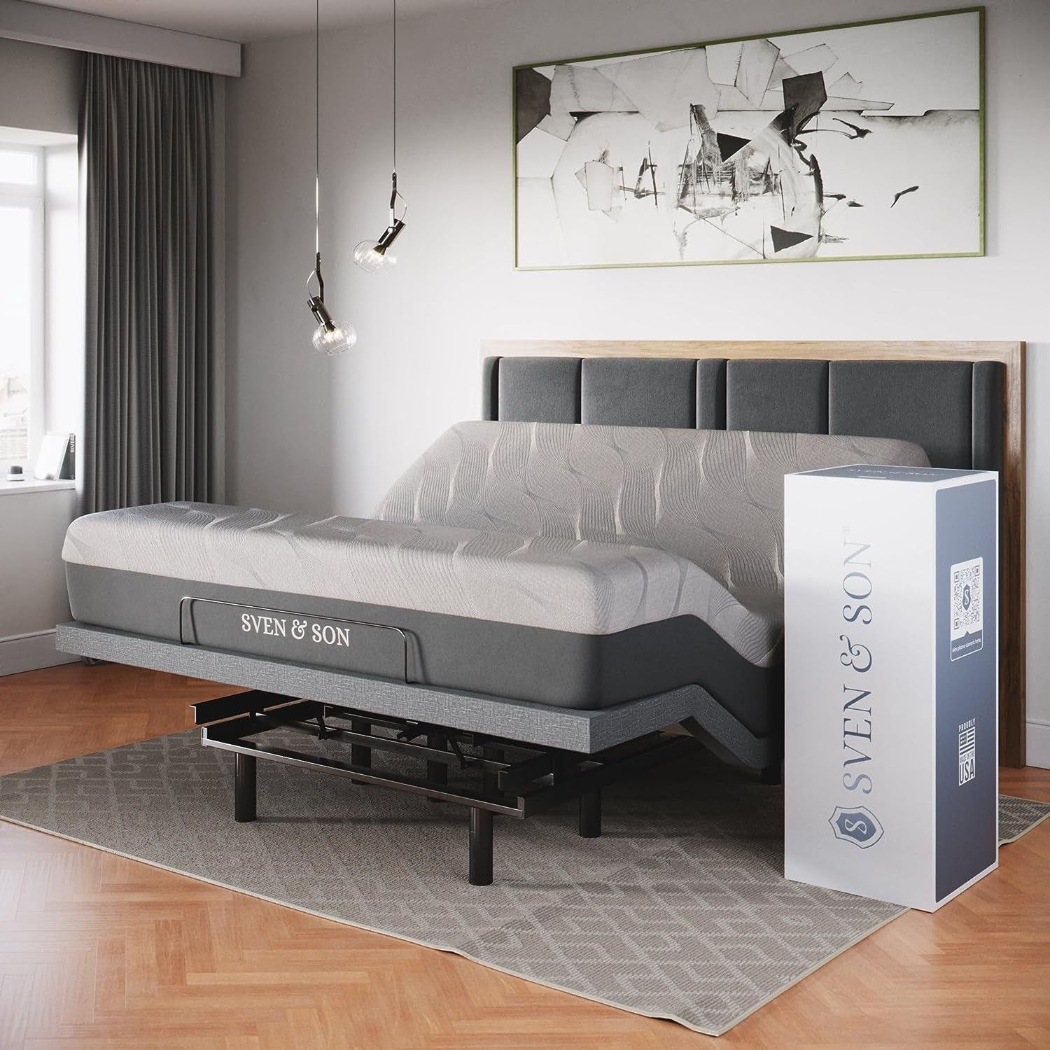 Classic Adjustable Bed Base (Frame) + 14 Inch Hybrid Spring Matt (Medium Soft), Head and Foot Lift, Massage, Under-Bed Lights, USB, Memory Positions, Zero Gravity, Wireless Remote - King